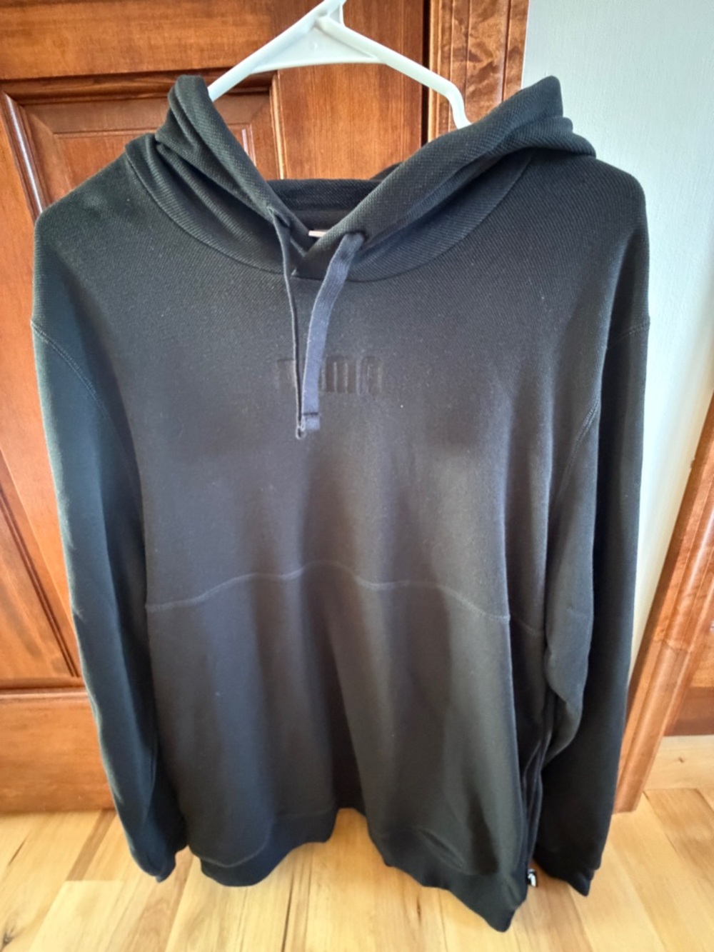 Black Embossed Logo Hooded Sweatshirt